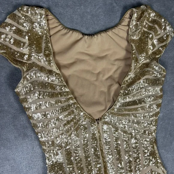 Dress the Population Dress Womens Small Tabitha Gold Sequin Feminine Party Mini - Picture 6 of 10